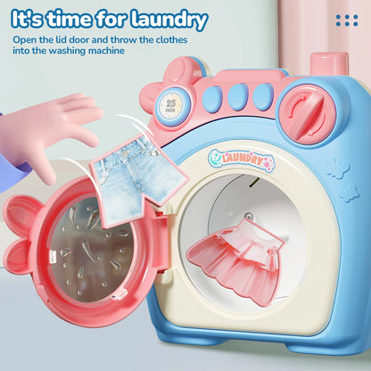 Simulated Kitchen Toy Play Set Miniature Food Pretend Play House Appliance Laundry Cookware Children Role-Playing Toys Girl Game