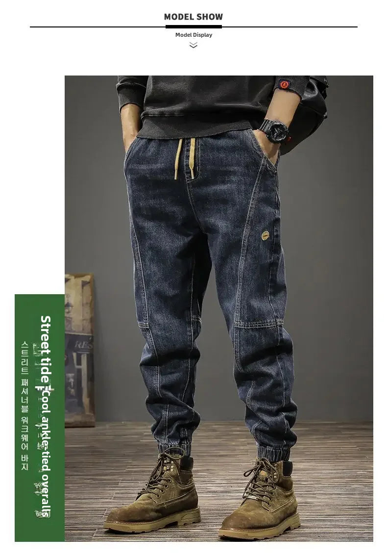 Autumn Winter Men's Trendy Loose-fit Jeans Casual Harem Trousers Long Pants Comfortable Working Clothes.