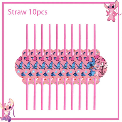 Disney Rosa Stich Geburtstag Party Dekorationen Geschirr Set Tischdecke Hintergrund Banner Für Kinder Geburtstag Dekorationen Lieferungen