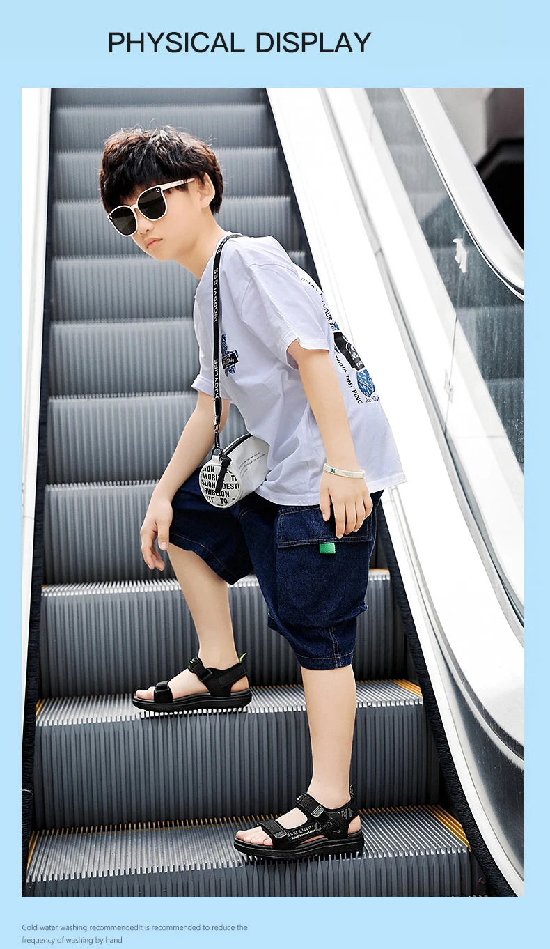 Kids' Summer Breathable Sport Sandals for Boys Casual Beach Shoe Comfortable Soft Sole Children's Fashion Non-slip Sandalias.