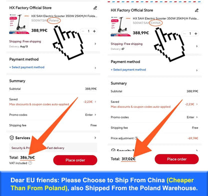 HX Electric scooter Foldable 7.5A 350W 25KM/H electric scooters 36V EScooters 5.5 Inch E Scooter For Adults.