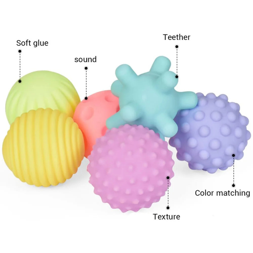 6PCS Textured Balls for Baby Sensory Play 6-12 Months, Activity Multi Soft Ball, Montessori Shower Toys for Toddlers 1-3 Years.