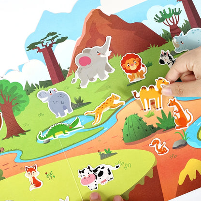 Kids' Reusable Castle Jelly Sticker Book Multi-Theme DIY Creative Jelly Stickers Portable Quiet Busy Book Montessori Sticker Toy.