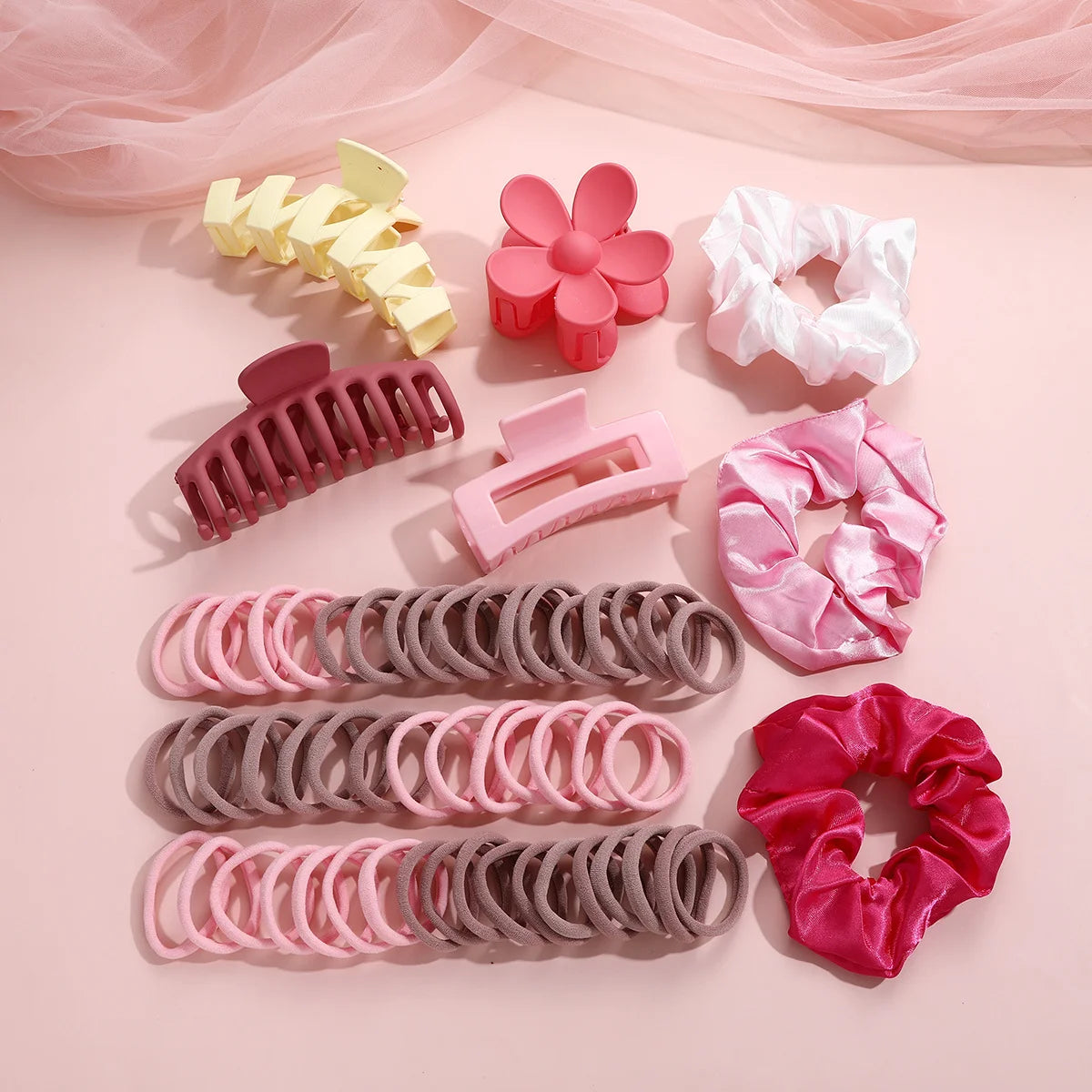 57 Pcs Dopamine Fashion Colorful Hair Accessories Set for Women Hair Circles Flower Shaped Grip Daily Wear Party Gift 2025.