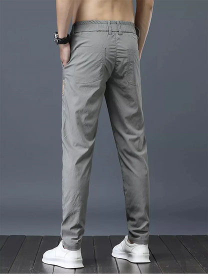 Men's Ice Silk Ultra-thin Casual Pants Korean-style Trendy Loose-fit Straight-leg Lightweight Quick-dry Long Trousers For Summer.
