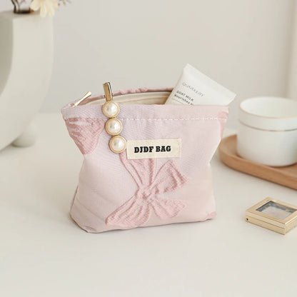 Mini Female Cosmetic Bag Portable Red Soft Small Sanitary Napkin Storage Bag Commuter Coin Key Bag Portable Bank Card Bag