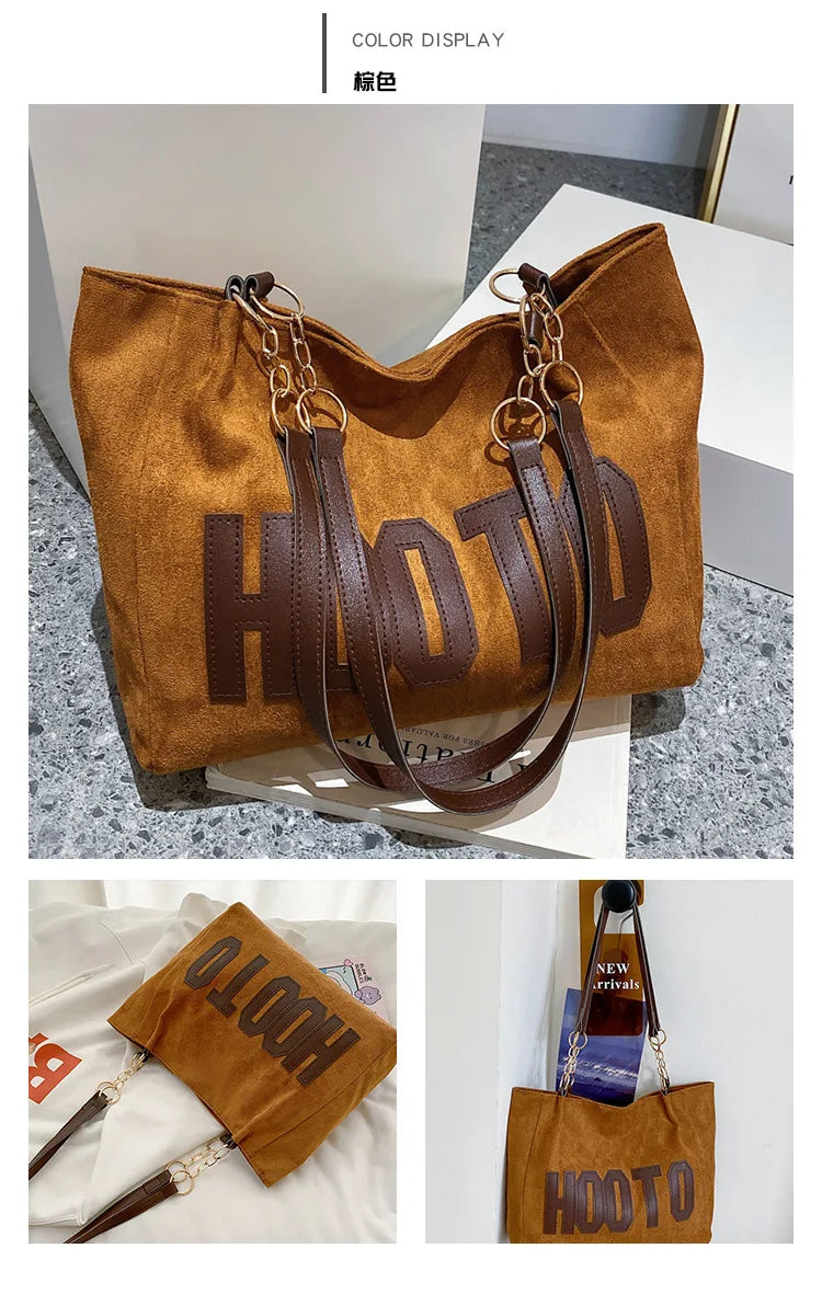 Solid Color Shoulder Bag, Trendy Letters Tote Bag, Canvas Campus Handbag for Women, Office,College,Work,Travel Hand Bags Bolsa