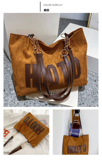 Solid Color Shoulder Bag, Trendy Letters Tote Bag, Canvas Campus Handbag for Women, Office,College,Work,Travel Hand Bags Bolsa