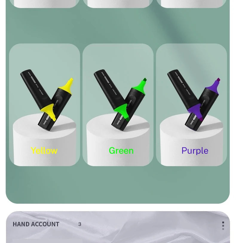 Deli 10-teiliges Textmarker-Set, große Kapazität, Meißelspitze, Bonbonfarben-Marker, Studenten-Briefpapier, Schulbedarf.