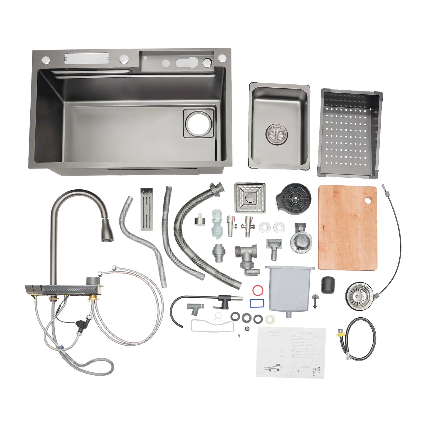 Einschalen Küchenspüle, intelligentes Wasserfallbecken, Arbeitsplatte, Küchenspüle, 75 x 46 x 22 cm, für Restaurants, Küchen, Utility-Rooms