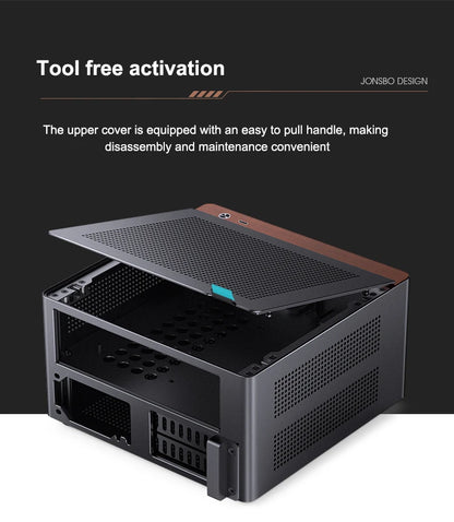 JONSBO N10/NV10 MINI ITX Case Supports 1U FLEX Power Supply Aluminum Alloy Desktop Office Computer Case.
