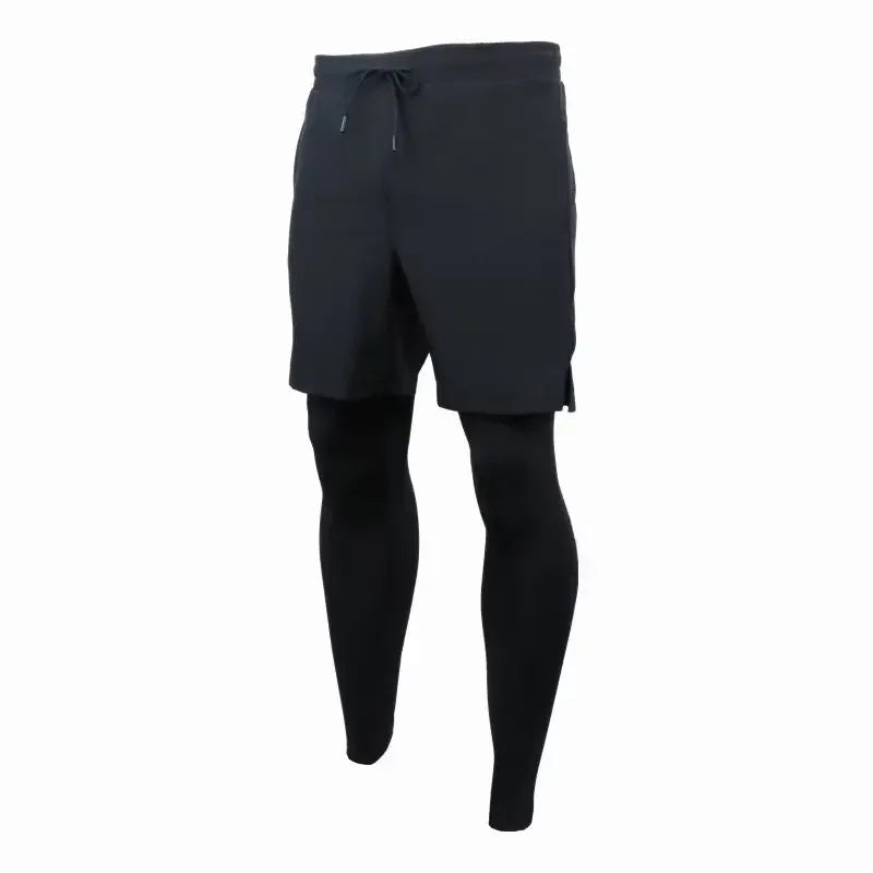 Zweiteilige Illusion Herren-Sporthose, schnell trocknend, elastisch, Basketball-Trainingshose, Sommer, dünn, Fitness, Laufen, Freizeithose.