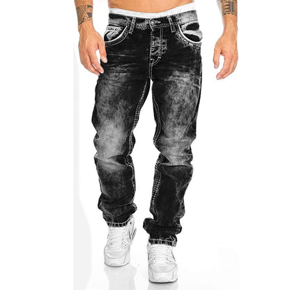 Mode Hip Hop Blau Gerade Jeans Männer Baggy Hosen Retro Streetwear Harajuku Waschen Mann Biker Schwarz Lose Breite Bein Denim Hosen.