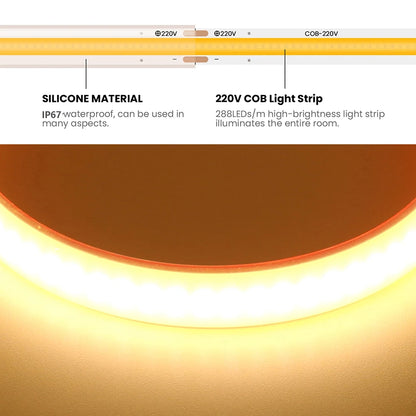 COB LED Streifen Licht Dimmer Schalter EU UK Power Kit 220V 230V 3000K 4000K 6000K 288LED Helle Flex Band Wasserdichte Lineare Beleuchtung.