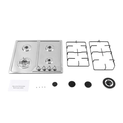 Stainless Steel Natural Gas Stove 4 Burners  High Efficiency Stove Stable Anti-slip Homes or Restaurants  Automatic Protection.