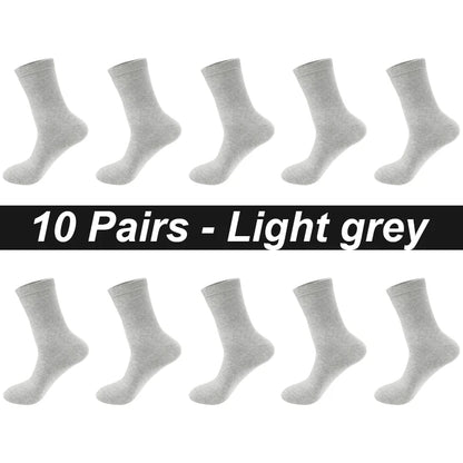 10Pairs/Lot Men Combed Cotton Socks Black Casual Business Breathable High Quality Man Sock New For Male Plus Size EU38-48