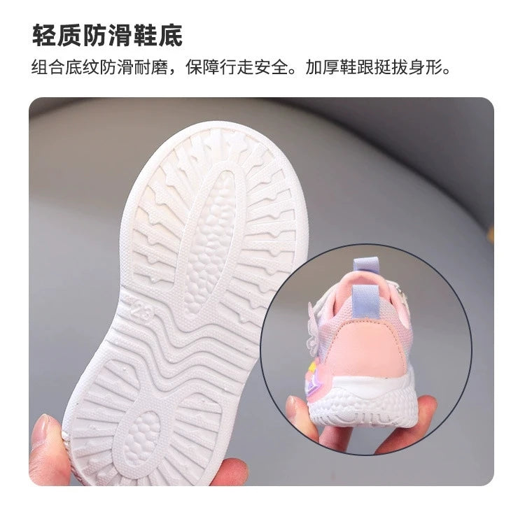 Disney Children Led Shoes Kids Girls Sneakers Frozen Elsa Princess Lighting Shoes Pink Purple Casual Sports Shoes Size 21-31.