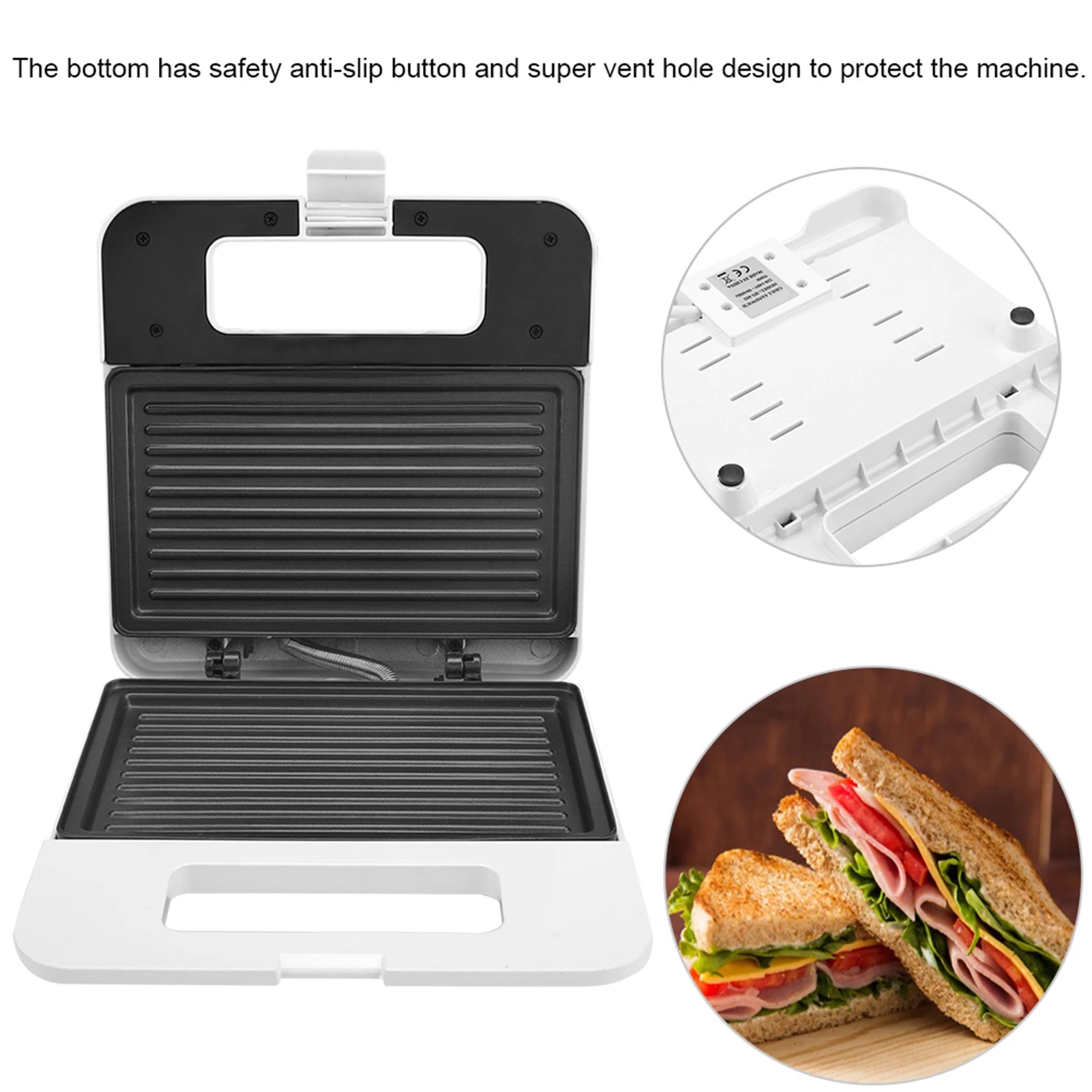 Electric Sandwich Machine Household Electric Nonstick Baking Plate Sandwich Maker Toaster Breakfast Machine EU Plug 220V.