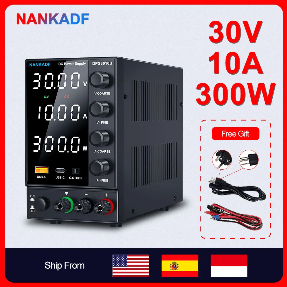 NANKADF Lab Bench Power Supply 30V 10A Switching Power Supply Unit 30V 5A  Adjustable Source 60V 5A Voltage Stabilizer 120V 3A