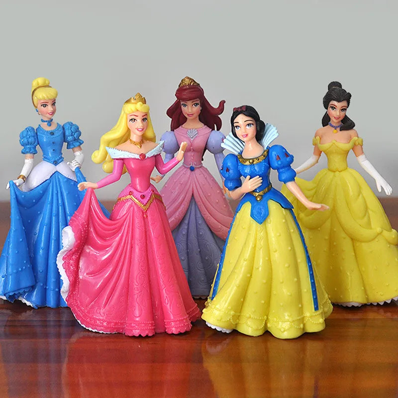 5Pcs/Set Disney Princess Snow White Cinderella Belle Sleeping Beauty Mermaid PVC Action Figure Model Toys Doll Girl Special Gift.