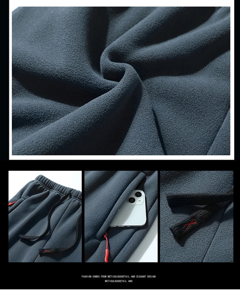 8XL Men's Down Pants Plus Size Winter Plus Velvet Thick Loose Cotton Pants Big Size Solid Color Warm Lamb Down Casual Sweatpants.