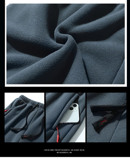 8XL Men's Down Pants Plus Size Winter Plus Velvet Thick Loose Cotton Pants Big Size Solid Color Warm Lamb Down Casual Sweatpants.