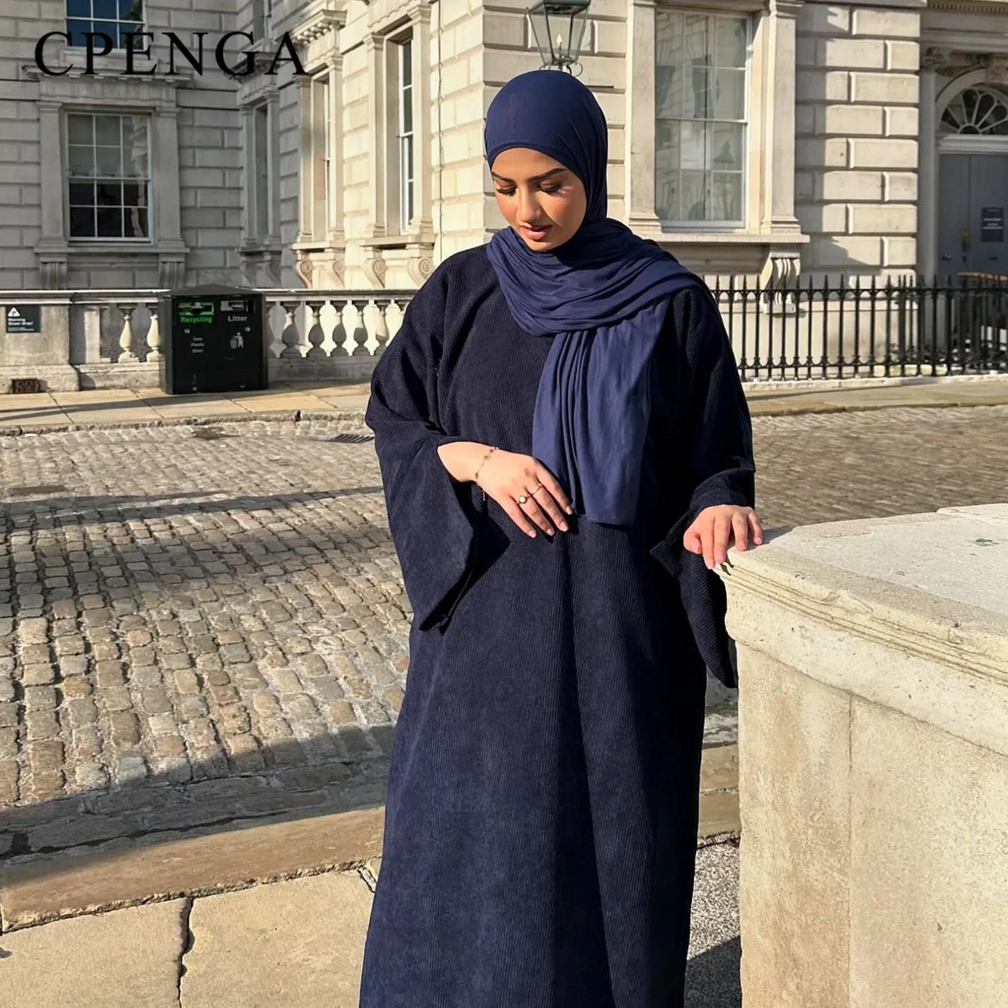 Muslim Abaya 2024 Arabic Women Corduroy Dress Ramadan Modest Cardigan.