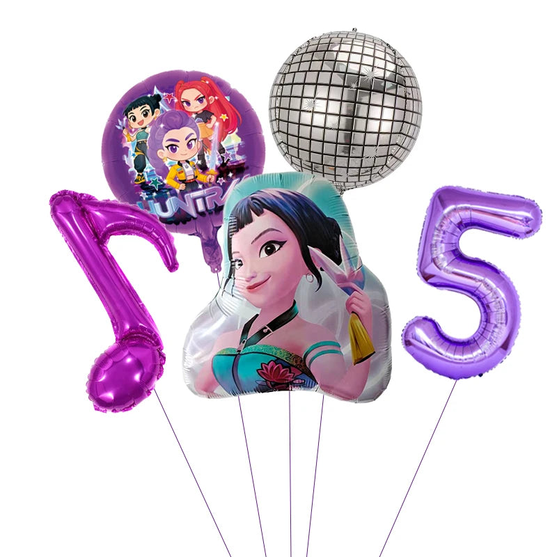 1 Set Kpop Dämonenjäger Thema Ballon Mädchen Alles Gute zum Geburtstag Party Dekoration Kinder Baby Dusche Geschenke Lieferungen