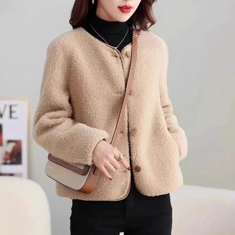 Koreanischer Stil, Fleece-Damenjacken, kurzer Damenmantel, hohe Qualität, 2025, Trend, jugendlich, neu in Oberbekleidung, Vintage-Mode, günstig.