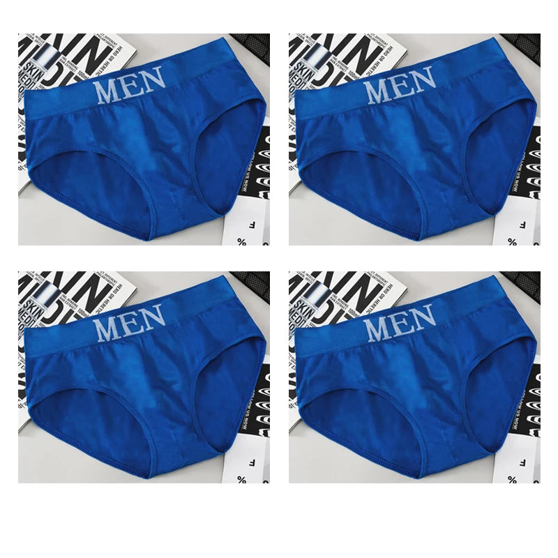 4pcs Mens Sexy Briefs Teenager Sport Underwears Plus Size Fat Men's Underpant Panties Students Breathable Fashion Casual Panties