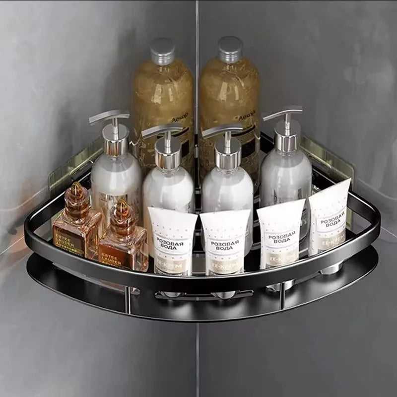 Aluminium Legierung Shampoo Rack Badezimmer Regal Make-Up Lagerung Organizer Dusche Regal Bad Zubehör Kein Bohrer Wand Ecke Regal