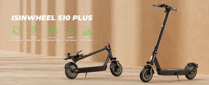 Isinwheel S10plus (ABE) Adult Electric Scooter 500W Motor 36V 15Ah Battery 10" Pneumatic Tires City Commuter Electric Scooter.