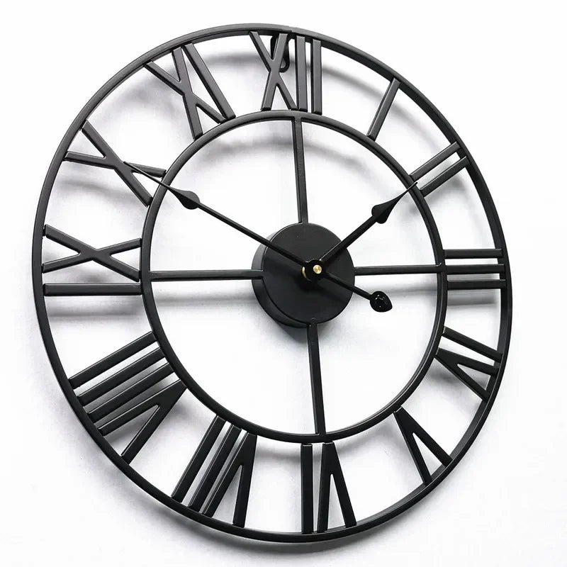 40/47/60/80 cm große 3D-Wanduhr mit römischen Ziffern, Kunst, hohle runde Wandbehang, Vintage-Metalluhr für Wohnzimmer und Zuhause