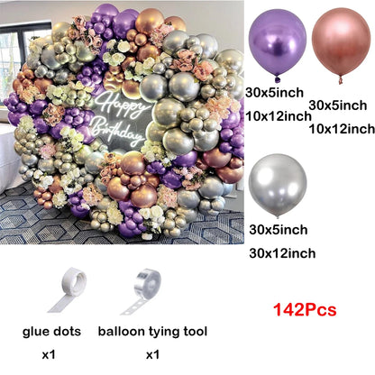 139 Stücke Dunkellila Licht Ballon Girlande Bogen Kit Metall Lila Gold Latex Ballons Hochzeit Party Braut Baby Dusche Geburtstag Dezember.