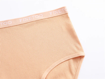4Pcs/Set Women's Ribbed Striped Cotton Briefs Plus Size Panties Lady High Waist Breathable Underwear Solid Lingerie Shorts S-XXL