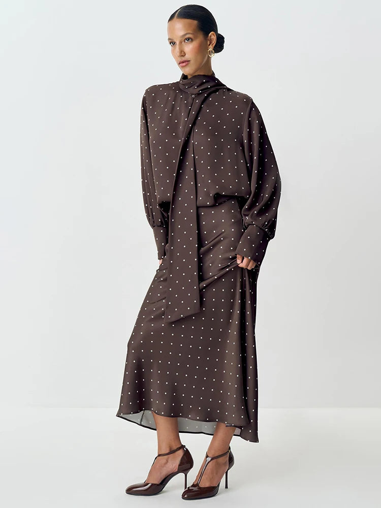 Blifanbo  Polka Dot High Waist Midi Skirt For Women Stain Slim Elegant Bodycon Midi Skirt Autumn fashion Female Skirt Streetwear.