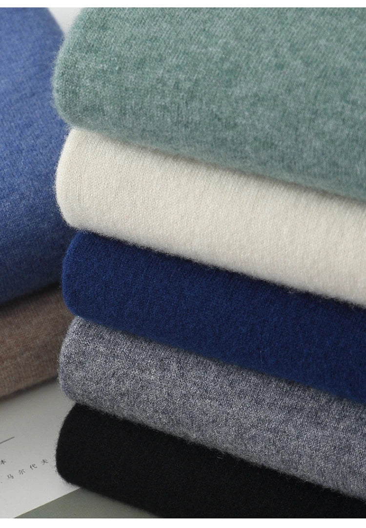 LHZSYY 100%Merino Wool Hot Cardigans Men Lapel Pullover Long Sleeve POLO Neck Sweaters Loose Tops Knit Clothing Large Size Shirt.