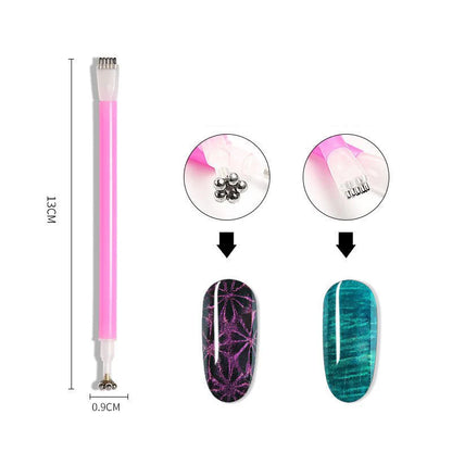 Cat Eye Magnet for Nails Double-Headed Nail Magnet Tool Set Strong Nail Art Magnet Stick 3D Line Strip Effect Manicure Design.