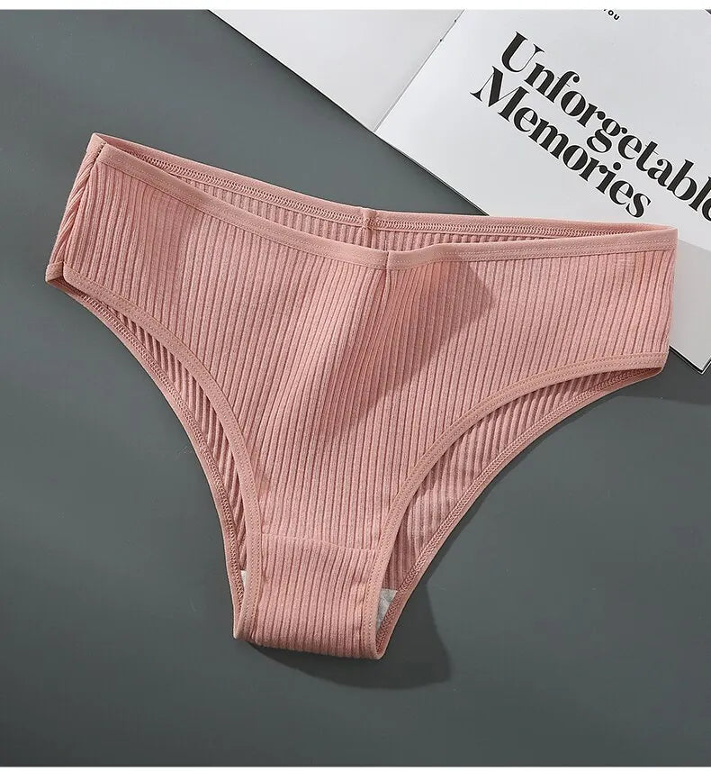 4PCS/Set Summer Solid Color Cotton Panties Female Underpants Sexy Panties for Women Briefs Underwear Plus Size Pantys Lingerie.