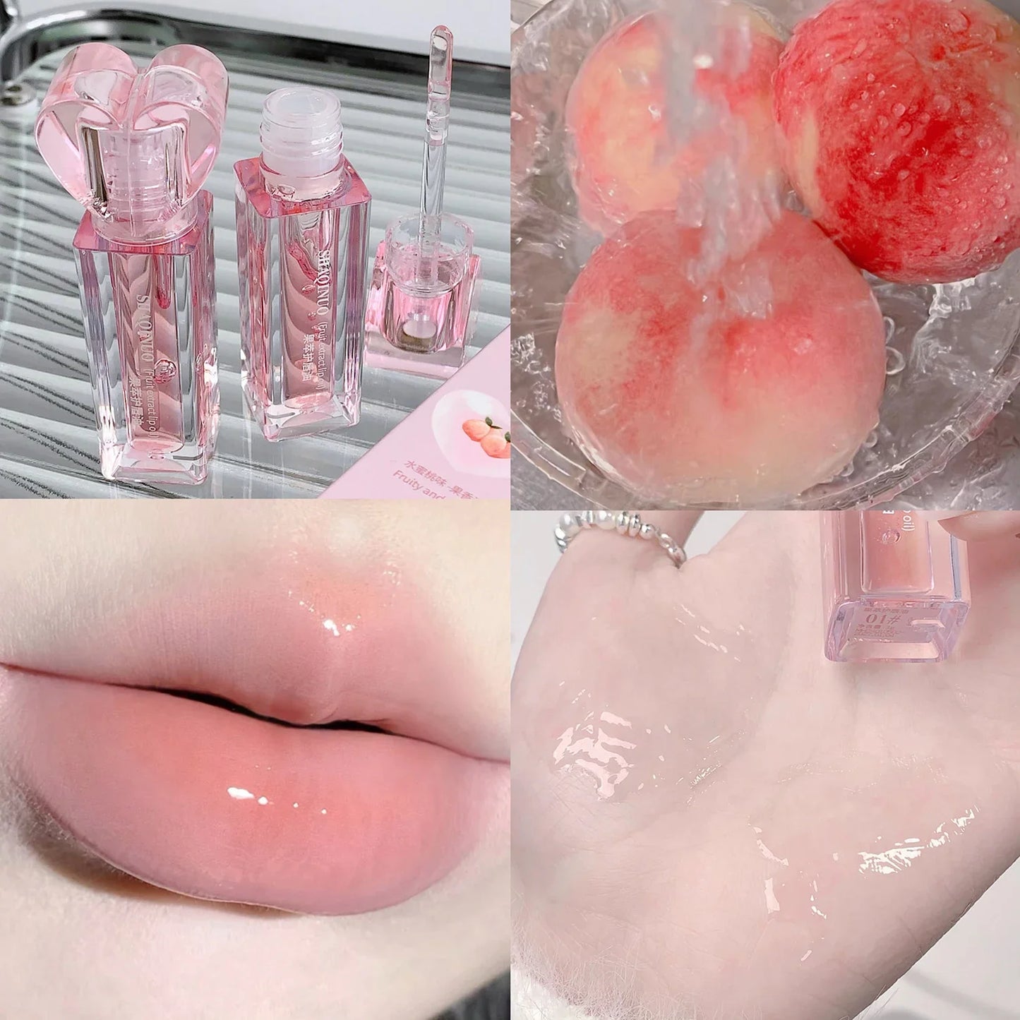 Plumping Jelly Lip Gloss Lasting Moisturizing Transparent Lip Oil Water Light Mirror Peach Lipstick Women Lips Makeup Cosmetics