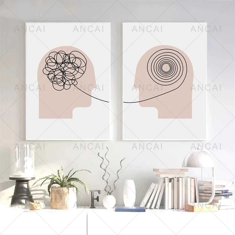 Psychology Therapy Poster Canvas Painting Consultant Office Wall Art Print Cloth Office Room Decoration Gifts Minimalist Picture.