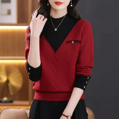 Frauen Kleidung Mock Neck Casual Pullover Herbst/Winter Mode Lange Ärmel Stricken Pullover Dame Temperament Alle-spiel lose Tops