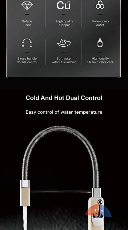 Modern red brass kitchen faucet with single handle and single hole ceramic valve core, hot and cold water pull-out sink Mixer