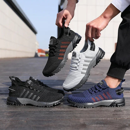 New Men Running Shoes Unique Grid Trend Design Breathable Sports Shoes Lightweight Sneakers for Men Athletic Training Footwear.