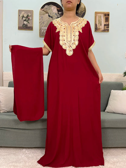 Muslimische Reine Abayas Für Frauen Dubai Baumwolle Applikationen Lose Fit Femme Robe Türkei Islam Traditionelle Kleider Mit Kopftuch Turban