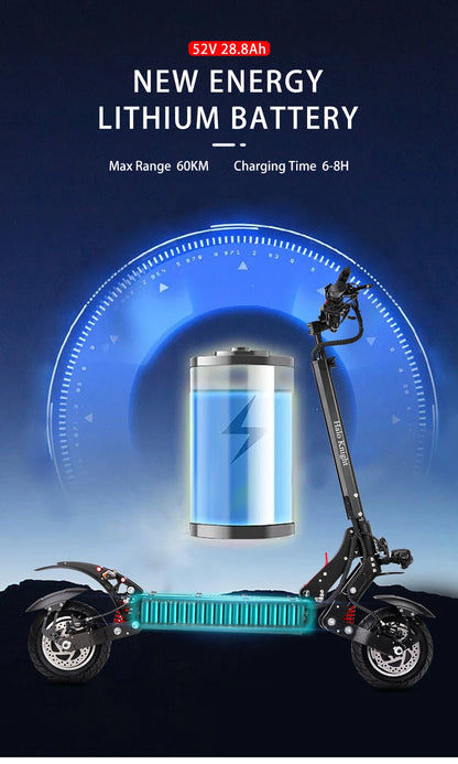 Halo Knight T108 28.8Ah 1000W Dual Motor Faldable Electric Scooter 65KM/H Max Range 60KM On-Road Tire E Scooter with Suspension.