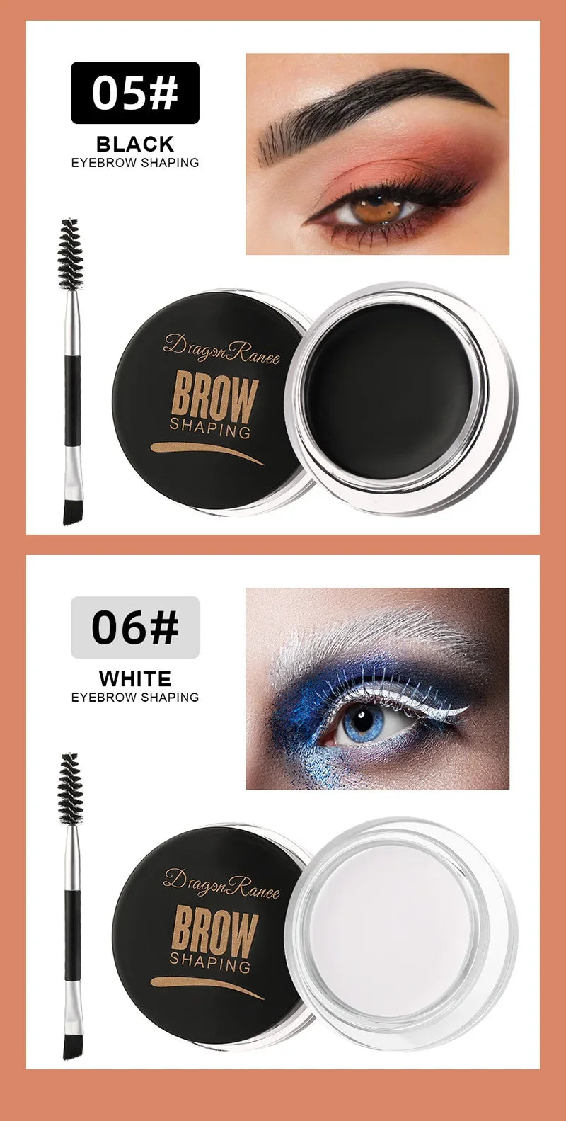 Matte Brown Black Wild Eyebrow Cream 3D Natural Tint Eyebrow Enhancers Gel Wax Waterproof Lasting Eye Makeup Cosmetic Tools.