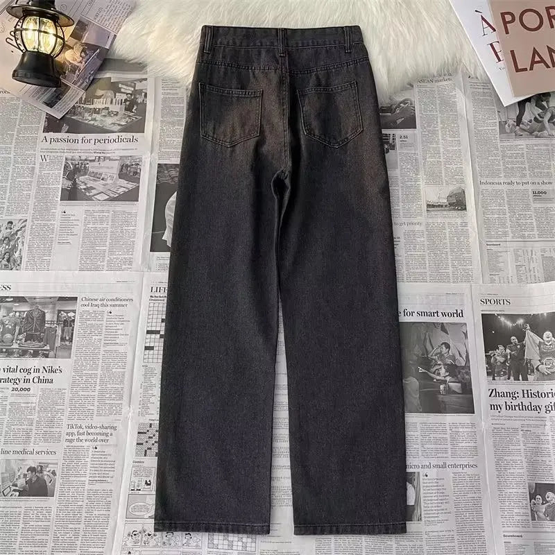 2025 Men Baggy Casual Jeans Male High Street Straight Leg Denim Pants American Classic Retro Summer Casual Long Trousers.