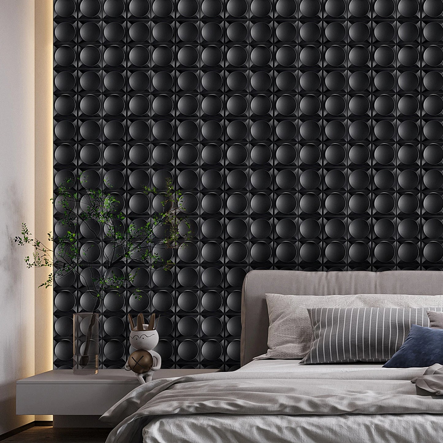 KUUJOJO 12pcs 3D textured wall panel for indoor wall decoration, suitable for living room, hall, bedroom, hotel, office