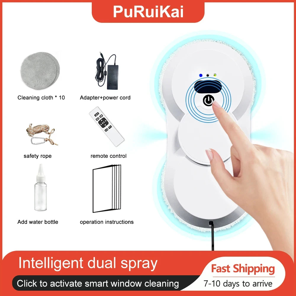 PuRuiKai robot electric automatic window cleaning Robotic vacuum cleaner, with remote control, two-way automatic spray.
